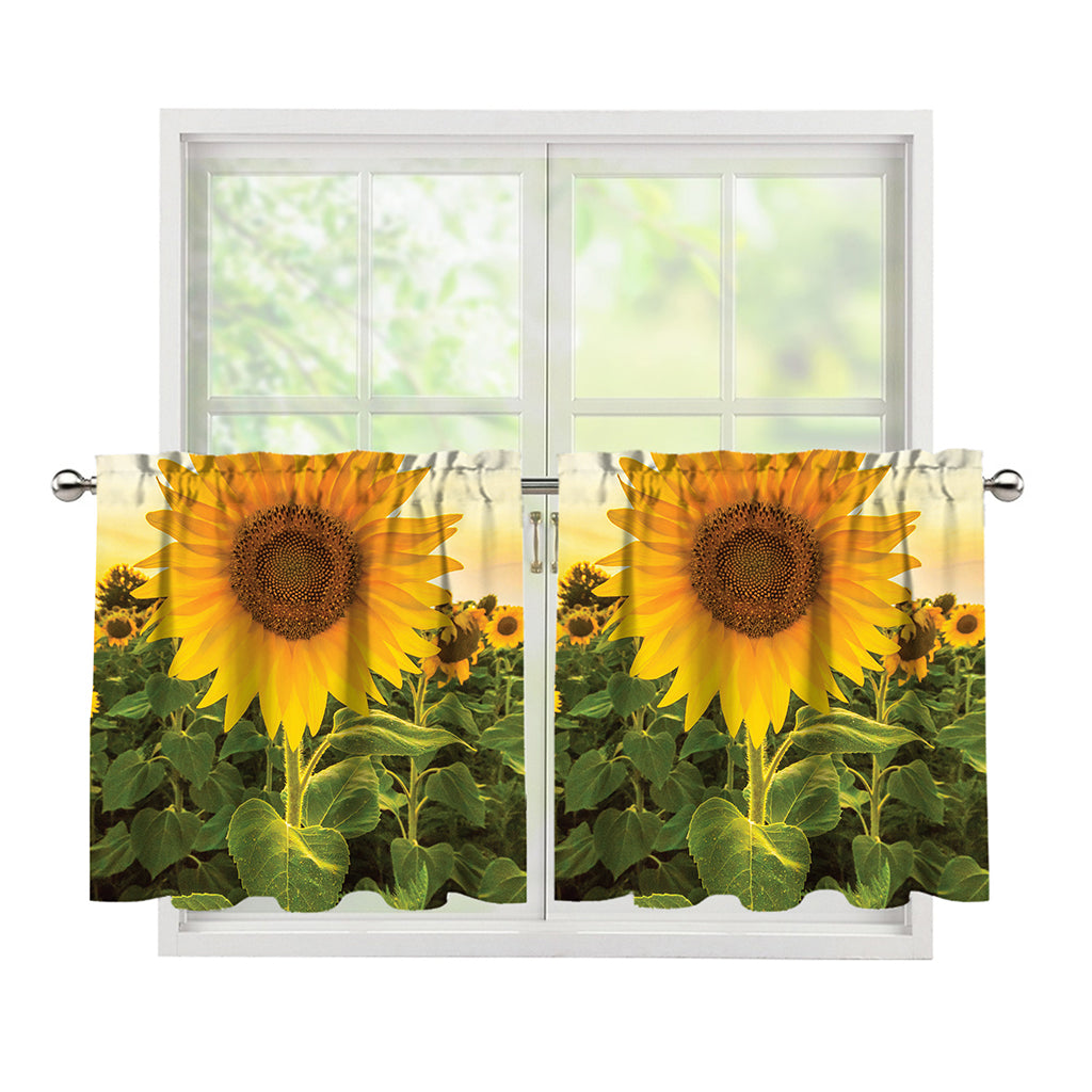 Sunflower Landscape Print Tier Curtains