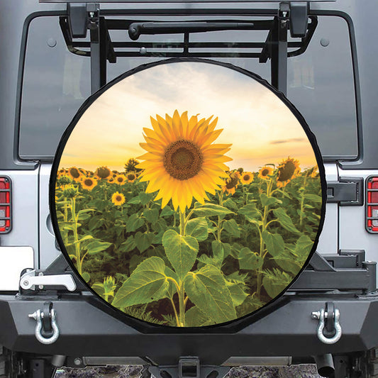 Sunflower Landscape Print Tire Cover