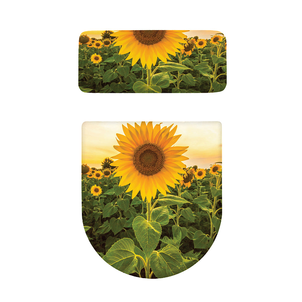 Sunflower Landscape Print Toilet Lid And Tank Cover Set