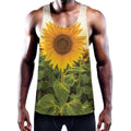 Sunflower Landscape Print Men's Workout Tank Top