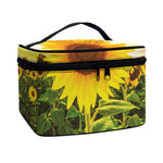 Sunflower Landscape Print Travel Makeup Bag