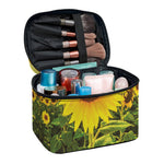 Sunflower Landscape Print Travel Makeup Bag