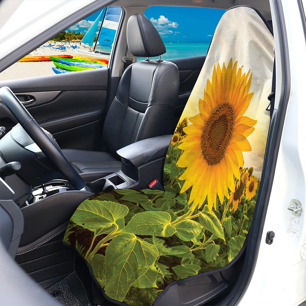 Sunflower Landscape Print Waterproof Car Seat Cover