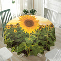 Sunflower Landscape Print Waterproof Round Tablecloth
