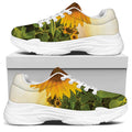 Sunflower Landscape Print White Chunky Shoes