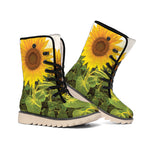 Sunflower Landscape Print Winter Boots