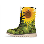 Sunflower Landscape Print Winter Boots