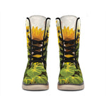 Sunflower Landscape Print Winter Boots