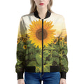 Sunflower Landscape Print Women's Bomber Jacket