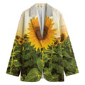 Sunflower Landscape Print Women's Cotton Blazer