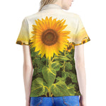Sunflower Landscape Print Women's Polo Shirt