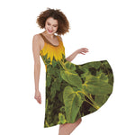 Sunflower Landscape Print Women's Sleeveless Dress