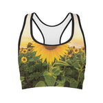 Sunflower Landscape Print Women's Sports Bra