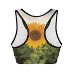 Sunflower Landscape Print Women's Sports Bra