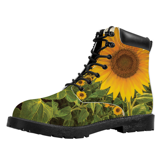 Sunflower Landscape Print Work Boots