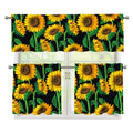 Sunflower Pattern Print 3 Piece Kitchen Curtains