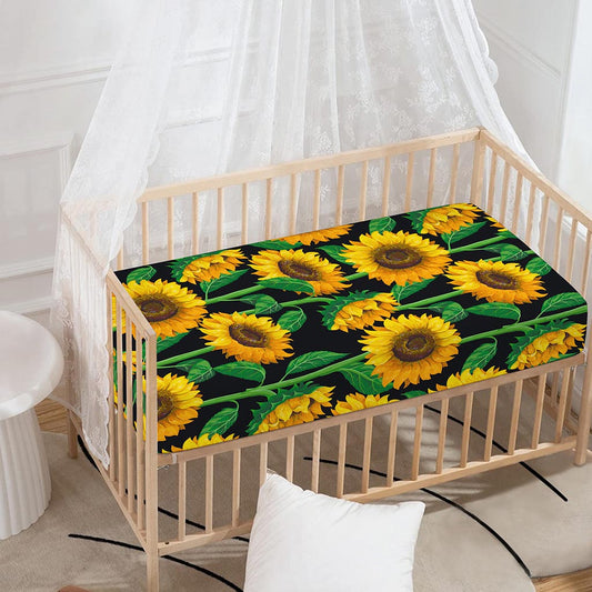 Sunflower Pattern Print Baby Crib Sheet