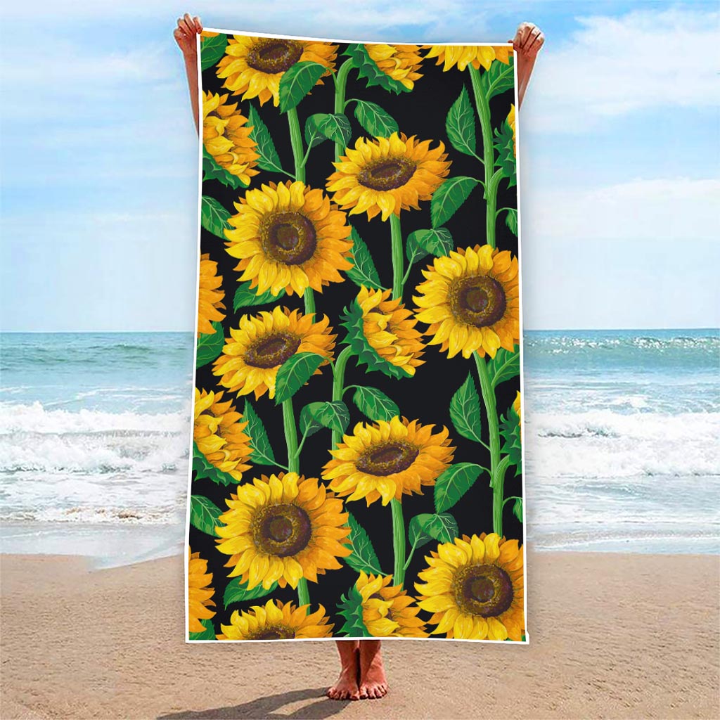 Sunflower Pattern Print Beach Towel