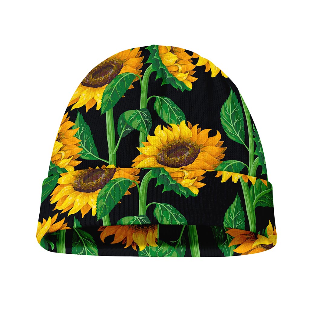 Sunflower Pattern Print Beanie