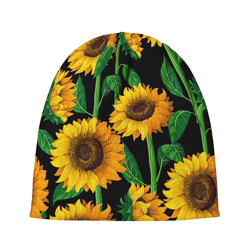 Sunflower Pattern Print Beanie