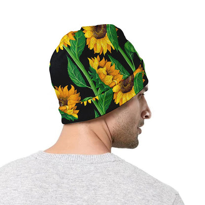 Sunflower Pattern Print Beanie