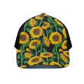 Sunflower Pattern Print Black Mesh Trucker Hat