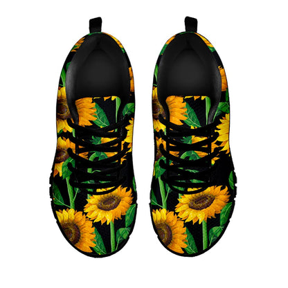Sunflower Pattern Print Black Running Shoes