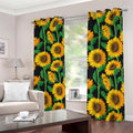 Sunflower Pattern Print Dimout Grommet Curtains