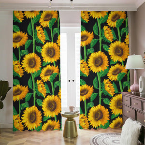 Sunflower Pattern Print Blackout Pencil Pleat Curtains