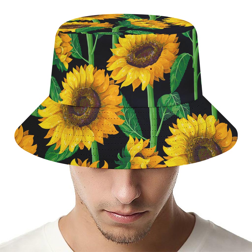 Sunflower Pattern Print Bucket Hat