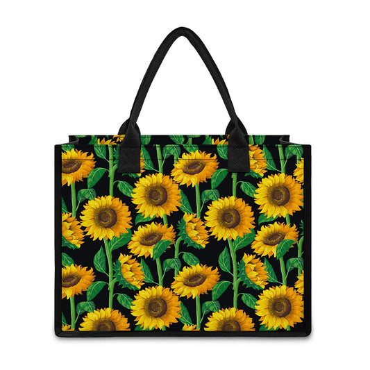 Sunflower Pattern Print Canvas Tote Bag