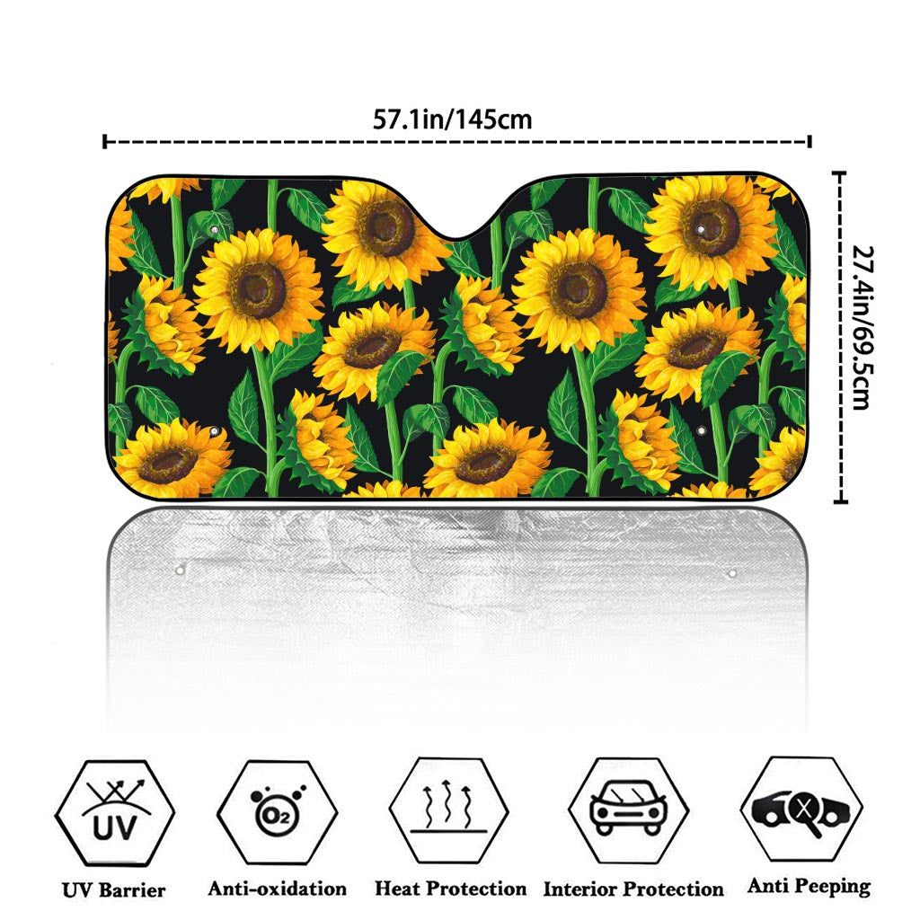 Sunflower Pattern Print Car Windshield Sun Shade