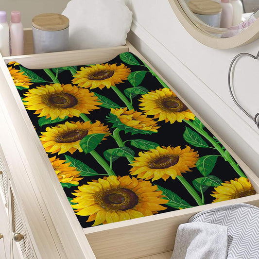 Sunflower Pattern Print Changing Pad Cover