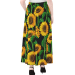 Sunflower Pattern Print Chiffon Maxi Skirt