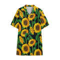 Sunflower Pattern Print Cotton Hawaiian Shirt
