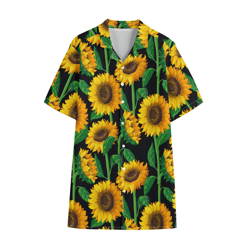 Sunflower Pattern Print Cotton Hawaiian Shirt