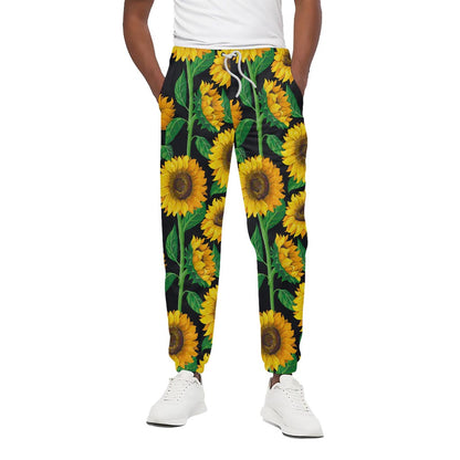 Sunflower Pattern Print Cotton Pants
