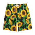 Sunflower Pattern Print Cotton Shorts