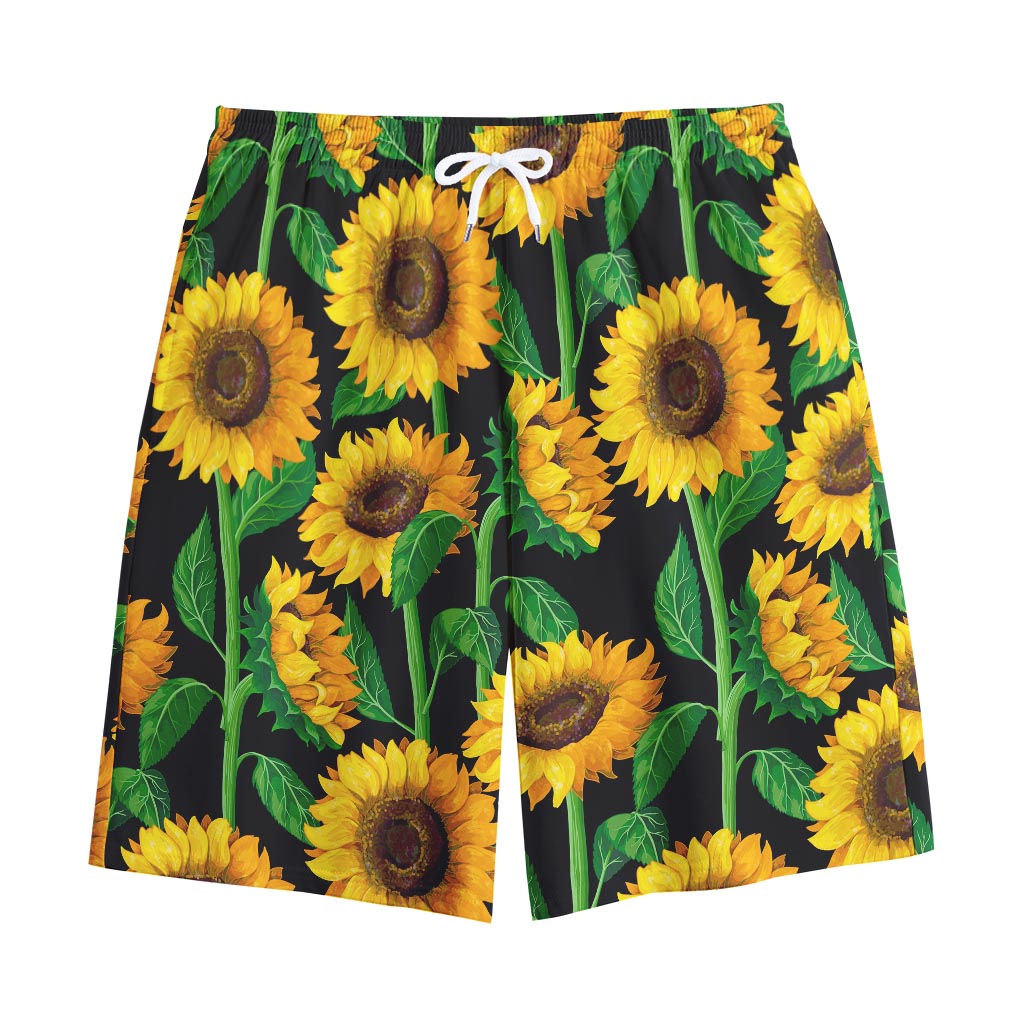 Sunflower Pattern Print Cotton Shorts