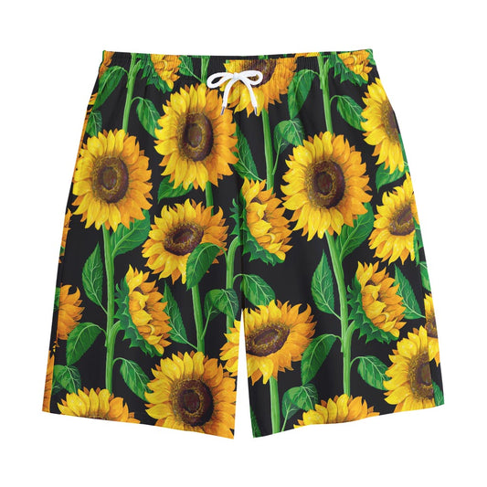 Sunflower Pattern Print Cotton Shorts