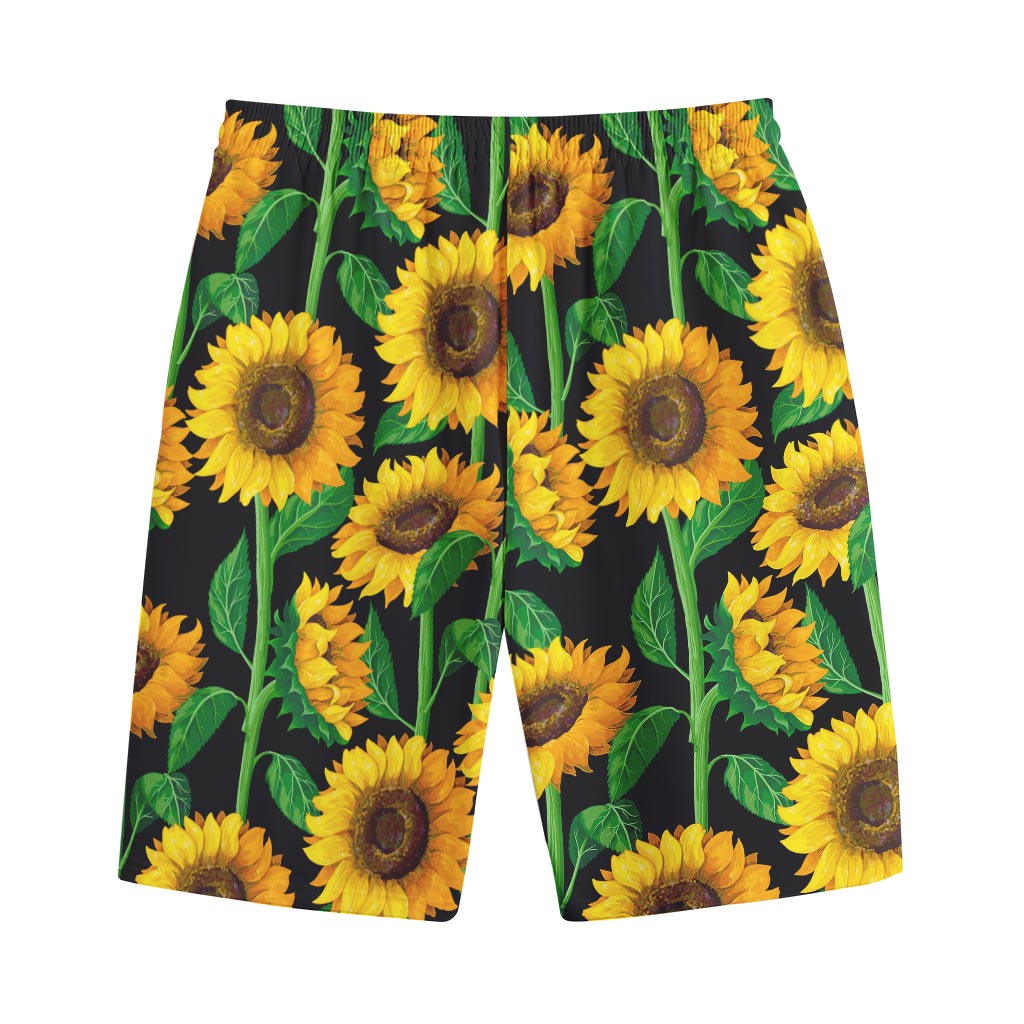 Sunflower Pattern Print Cotton Shorts