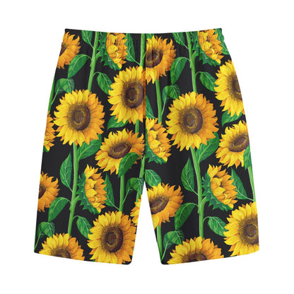 Sunflower Pattern Print Cotton Shorts