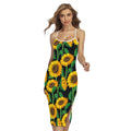 Sunflower Pattern Print Cross Back Cami Dress