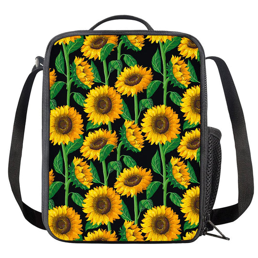 Sunflower Pattern Print Crossbody Lunch Bag