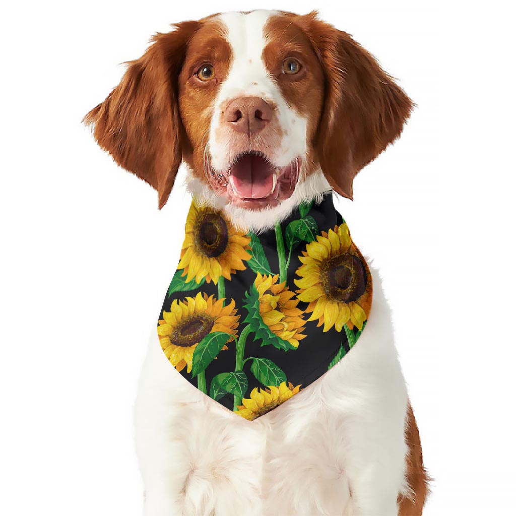 Sunflower Pattern Print Dog Bandana