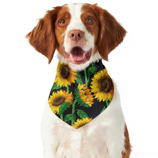 Sunflower Pattern Print Dog Bandana