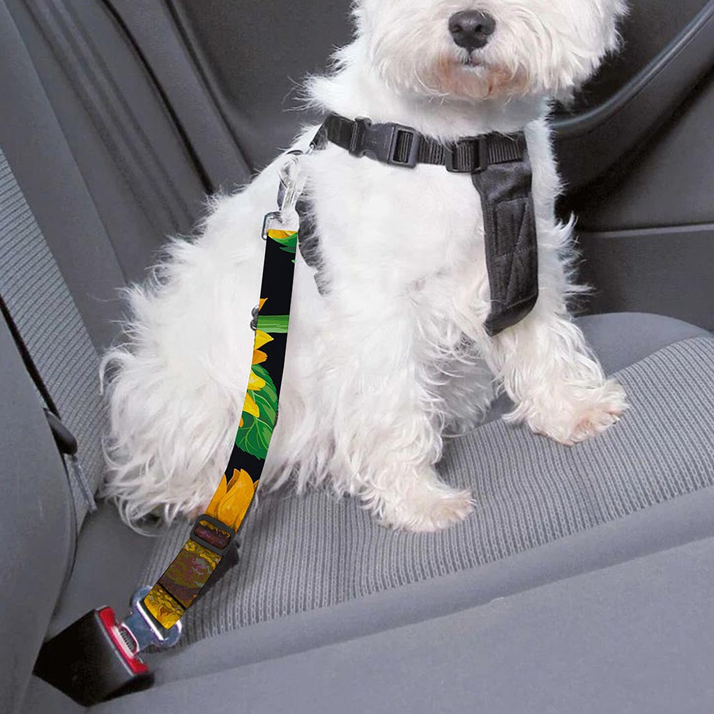 Sunflower Pattern Print Dog Seat Belt
