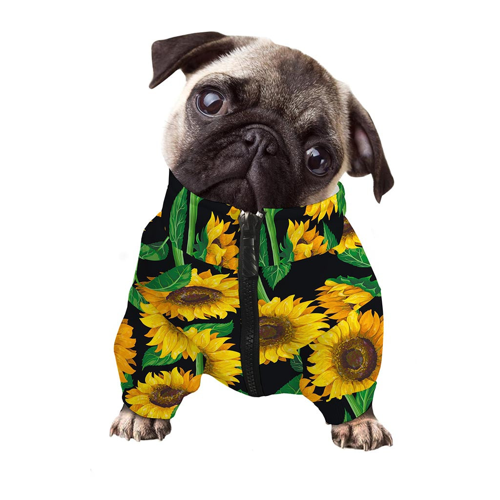 Sunflower Pattern Print Dog Zip Up Jacket