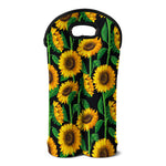 Sunflower Pattern Print Double Neoprene Wine Tote