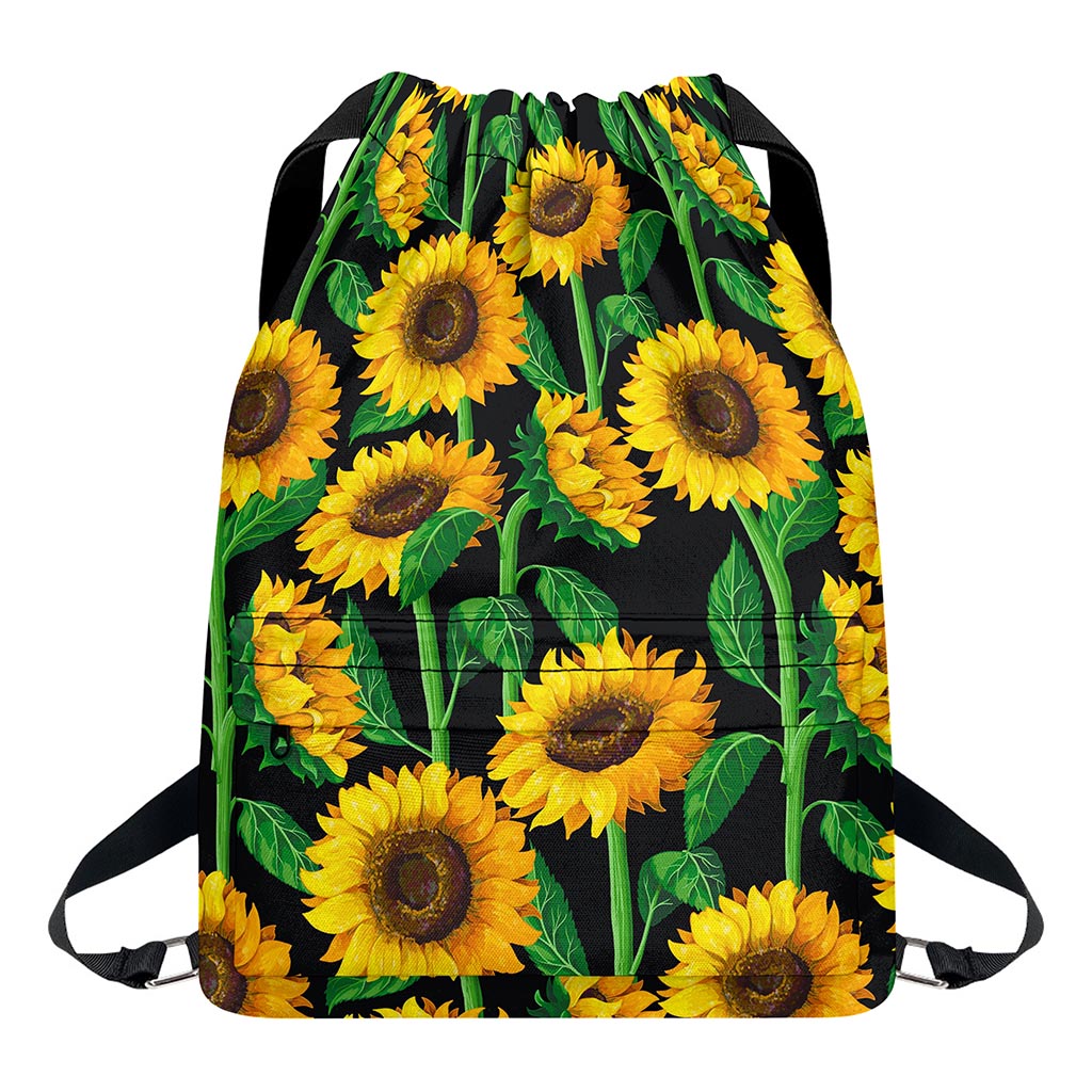 Sunflower Pattern Print Drawstring Backpack